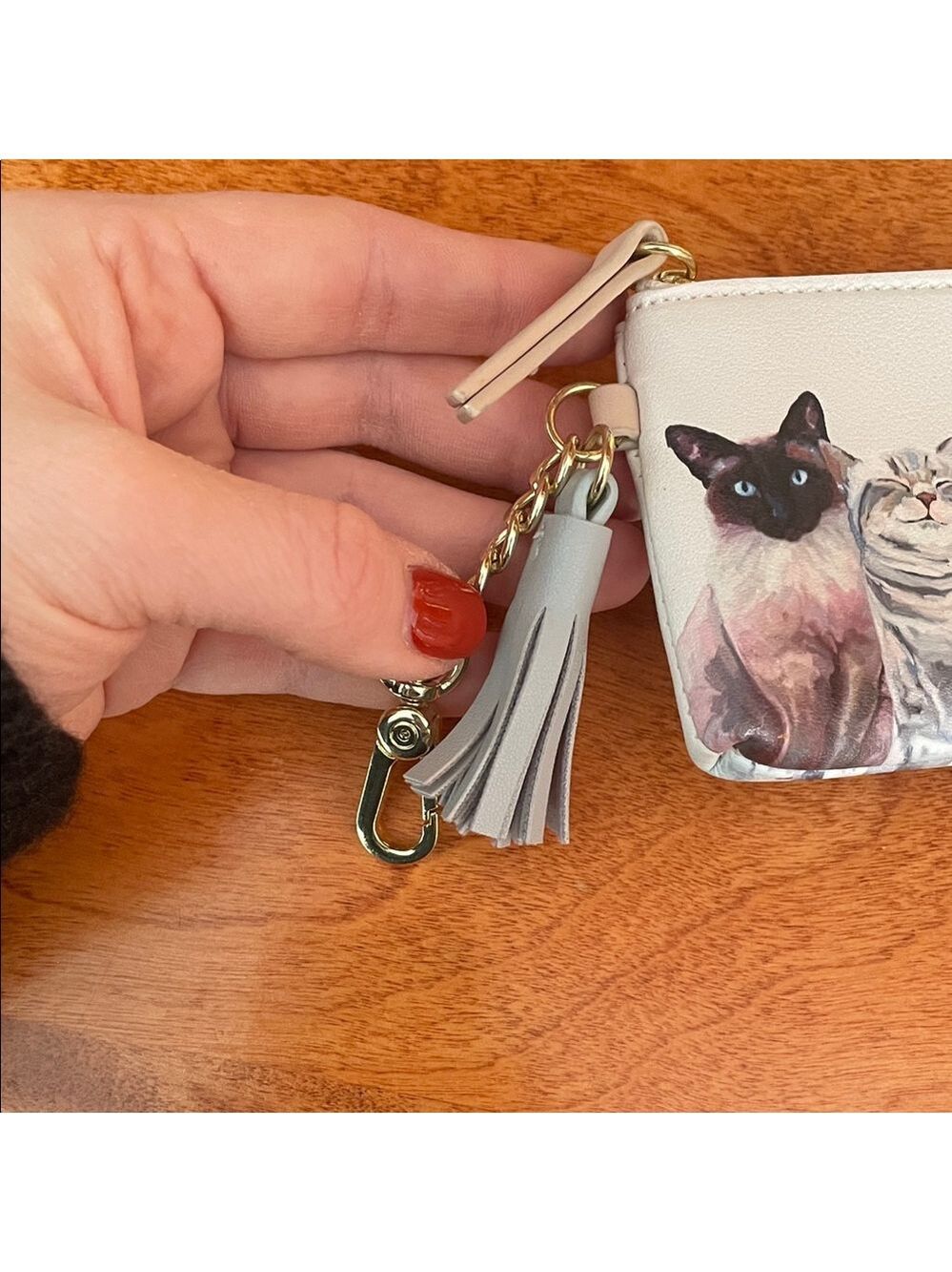 Chic Cat Print Wallet with Keychain - Picture 4 of 7
